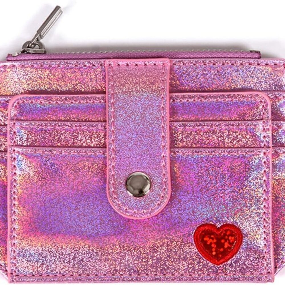 Small Glitter Wallet RFID Card Holder Pink Faux Leather Girls Gift - Picture 3 of 9